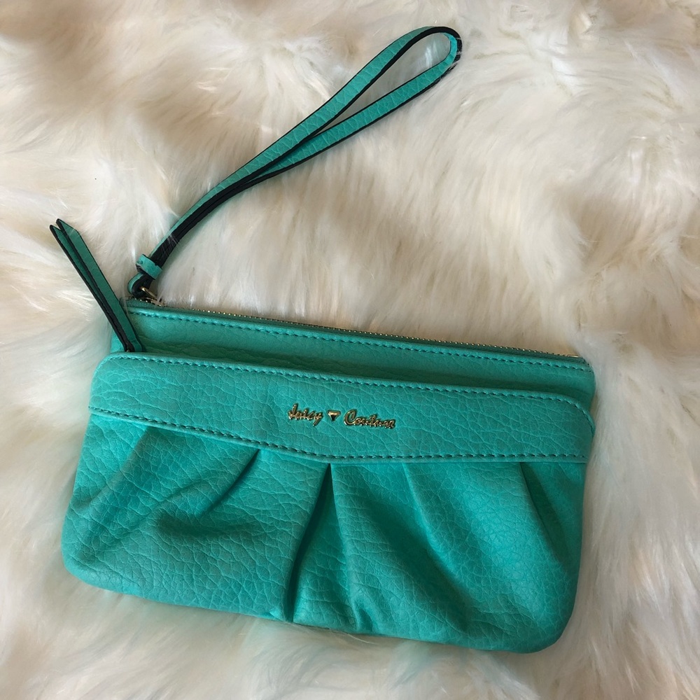 Juicy Couture Teal and Gold Large Wristlet